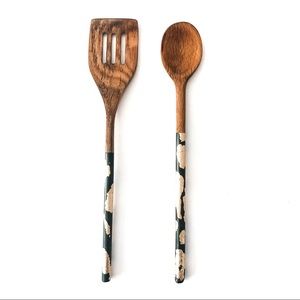 Hand Painted Gold Leaf Wooden Utensils